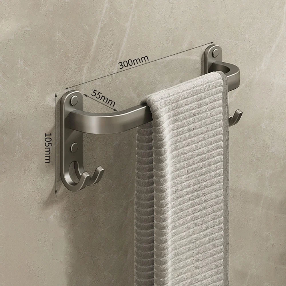 30cm Adhesive Bathroom Shelves Towel Holder No Drill Wall Mount Single Rod Metal Hanger for Towels / Clothes - 1