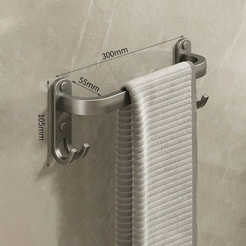 30cm Adhesive Bathroom Shelves Towel Holder No Drill Wall Mount Single Rod Metal Hanger for Towels / Clothes - 1