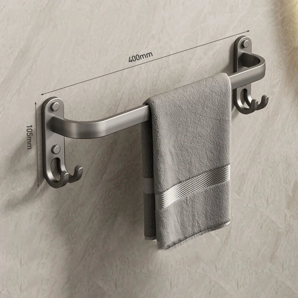 40cm Adhesive Bathroom Shelves Towel Holder No Drill Wall Mount Single Rod Metal Hanger for Towels / Clothes - 1
