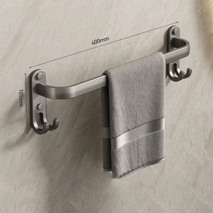 40cm Adhesive Bathroom Shelves Towel Holder No Drill Wall Mount Single Rod Metal Hanger for Towels / Clothes - 1