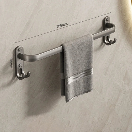 50cm Adhesive Bathroom Shelves Towel Holder No Drill Wall Mount Single Rod Metal Hanger for Towels / Clothes - 1