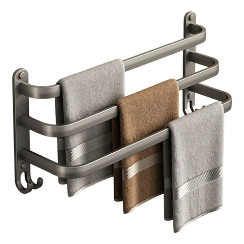 40cm 3 Layers Aluminum Towel Bar Wall Mounted No Drilling Bathroom Towel Rack Hanger - 1