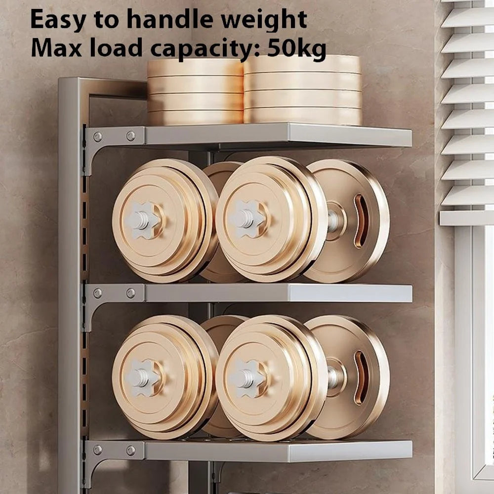 4 Tiers Kitchen Pot Rack Organizer Adjustable Height Carbon Steel Storage Shelf Cookware Holder - Black - 6