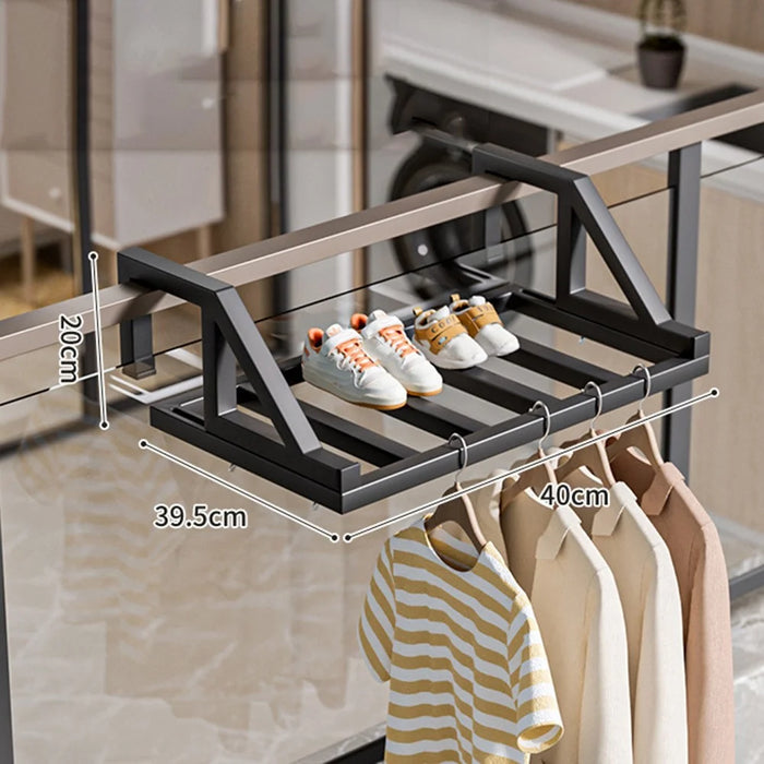 40x39.5x20cm Balcony Drying Rack Window Railing Clothes Hanger Shoe Drying Rack for Home - Black - 1