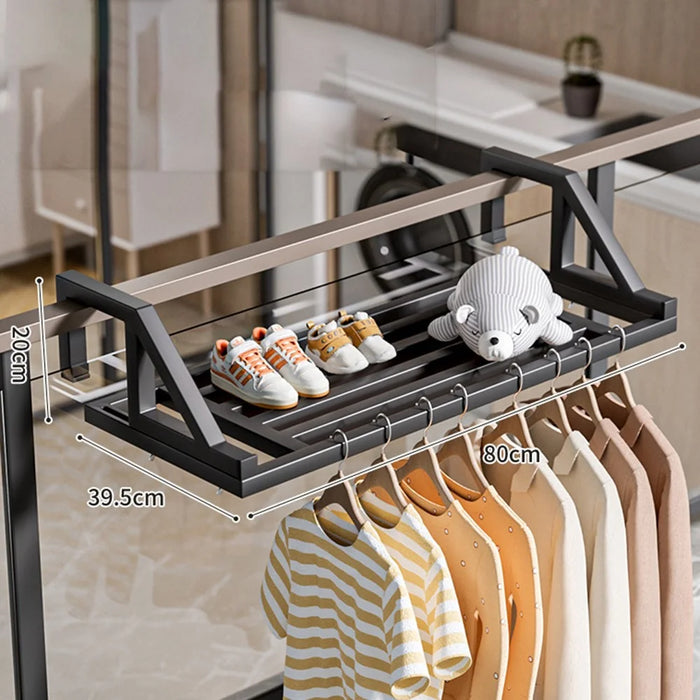 80x39.5x20cm Balcony Drying Rack Window Railing Clothes Hanger Shoe Drying Rack for Home - Black - 1