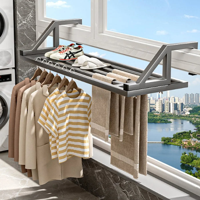 80x39.5x20cm Balcony Drying Rack Window Railing Clothes Hanger Shoe Drying Rack for Home - Black - 4