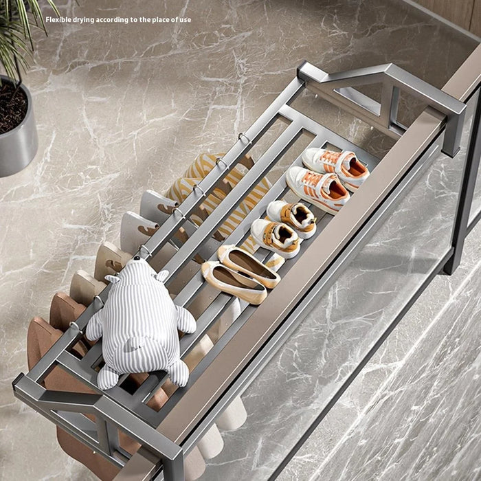 80x39.5x20cm Balcony Drying Rack Window Railing Clothes Hanger Shoe Drying Rack for Home - Black - 5