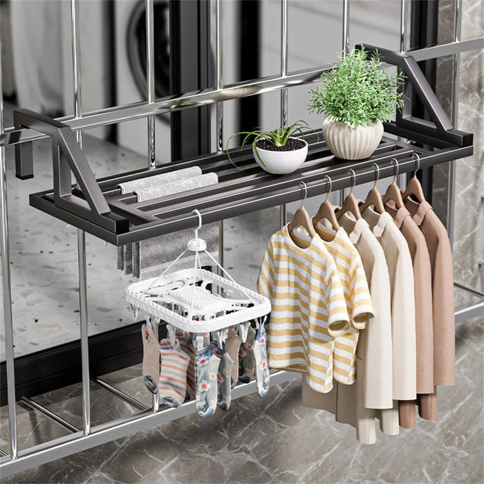 80x39.5x20cm Balcony Drying Rack Window Railing Clothes Hanger Shoe Drying Rack for Home - Black - 6