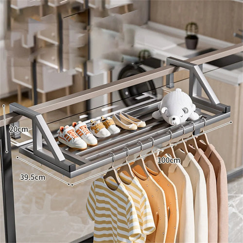 100x39.5x20cm Balcony Drying Rack Window Railing Clothes Hanger Shoe Drying Rack for Home - Tarnish - 1