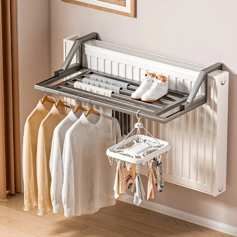100x39.5x20cm Balcony Drying Rack Window Railing Clothes Hanger Shoe Drying Rack for Home - Tarnish - 2