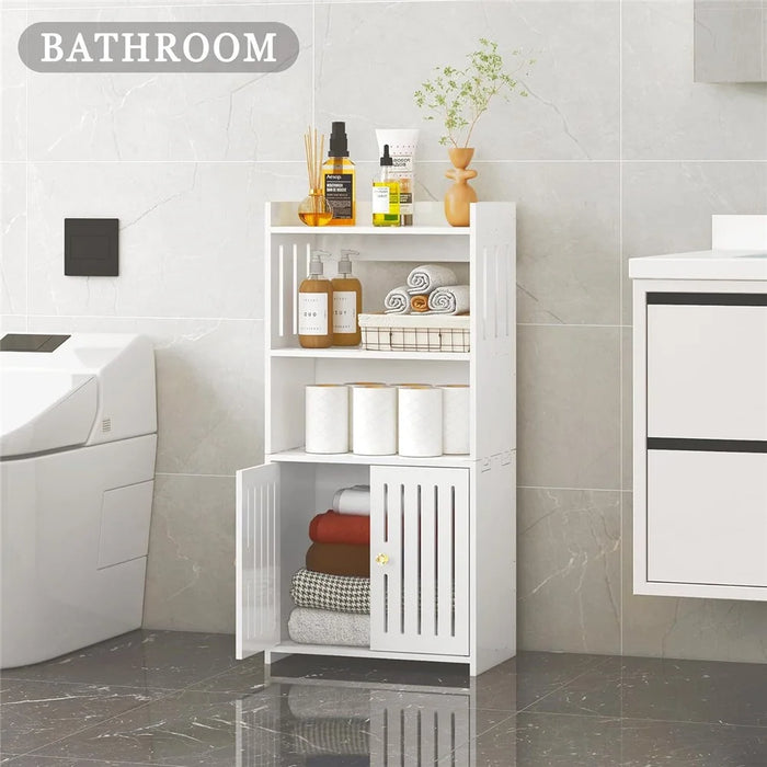 Floor Storage Cabinet 75x22x36cm Assembly Multi-Layer Organizer Shelf for Bathroom / Living Room - 4
