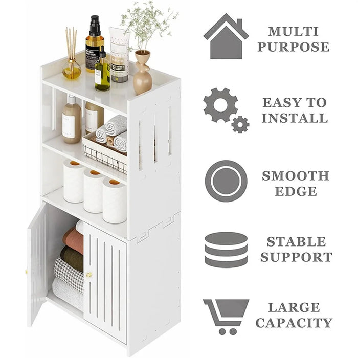 Floor Storage Cabinet 75x22x36cm Assembly Multi-Layer Organizer Shelf for Bathroom / Living Room - 6