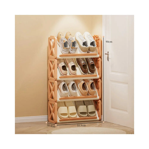 4-Tier Entryway Shoe Rack Cabinet Space-Saving Indoor Hallway Storage Organizer - Cream Color - 1