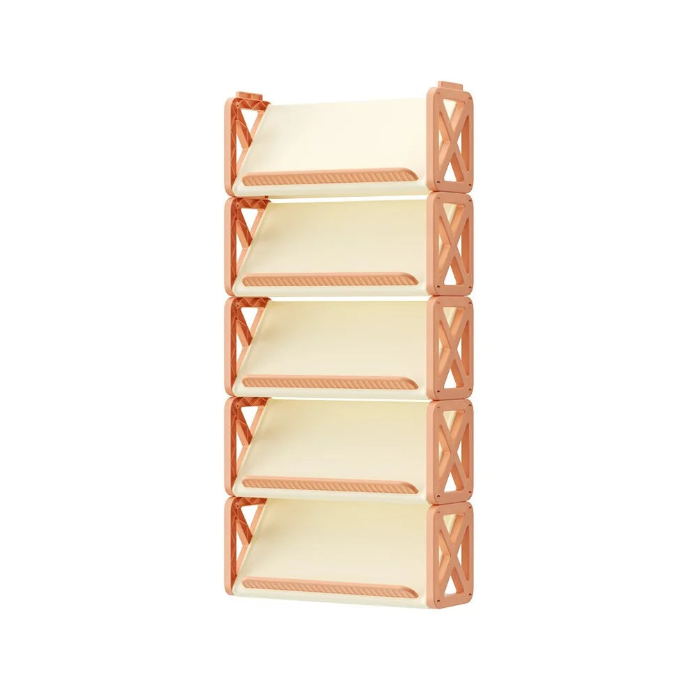 5-Tier Entryway Shoe Rack Cabinet Space-Saving Indoor Hallway Storage Organizer - Cream Color - 2