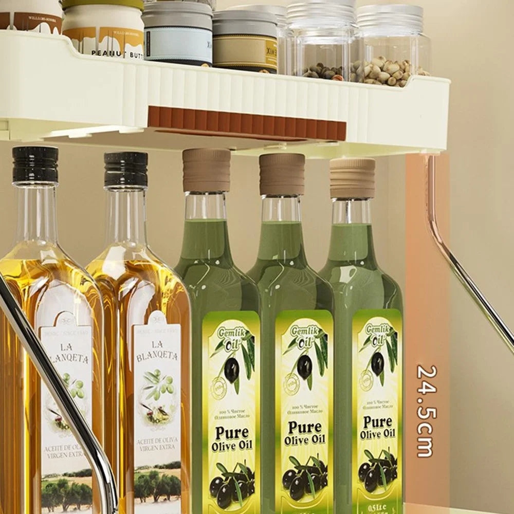 Kitchen Counter Organizer Rack Spice Bottle Storage Shelf, Wide Version - White - 3