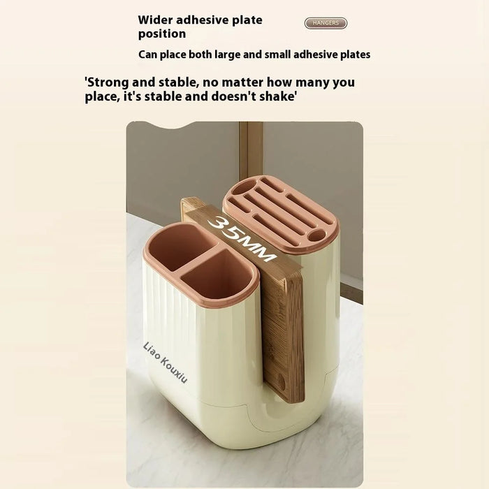 Kitchen Knife Block Organizer Cutting Board Holder Utensil Storage Rack Removable Drainable - Creamy White - 5
