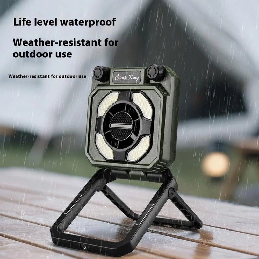 Camping Fan Light USB Rechargeable Portable Magnetic Tent Lamp with Digital Display - Army Green - 4