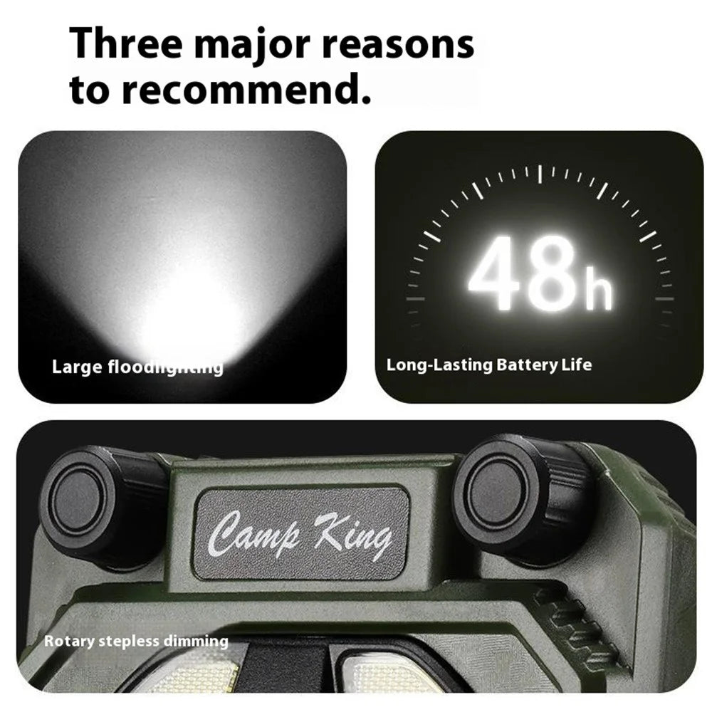 Camping Fan Light USB Rechargeable Portable Magnetic Tent Lamp with Digital Display - Army Green - 6