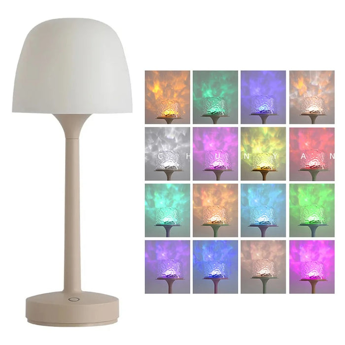 Rechargeable Wave Projector Lamp 16 Colors Table Light with Remote Control for Kids Bedroom - 1