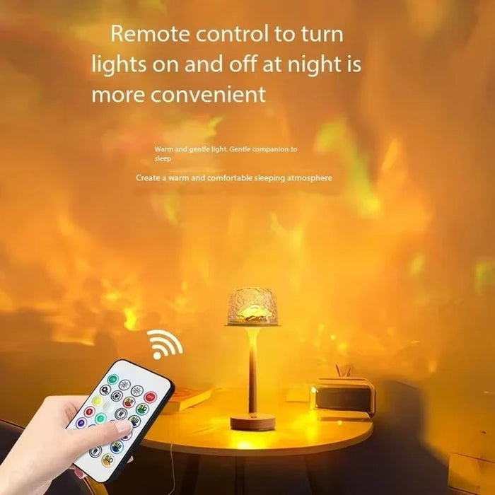 Rechargeable Wave Projector Lamp 16 Colors Table Light with Remote Control for Kids Bedroom - 2