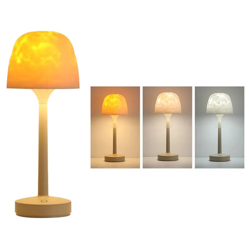3 Color Temperatures Ocean Wave Projector Table Lamp USB Rechargeable Cordless Night Light Dimmable Touch Desk Lamp - 1