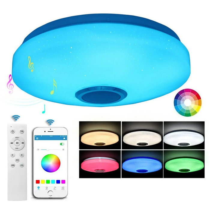 Round LED Music Ceiling Light  33CM 24W Bluetooth-Compatible Smart RGB Colorful Lamp Support Remote / APP Control - 2