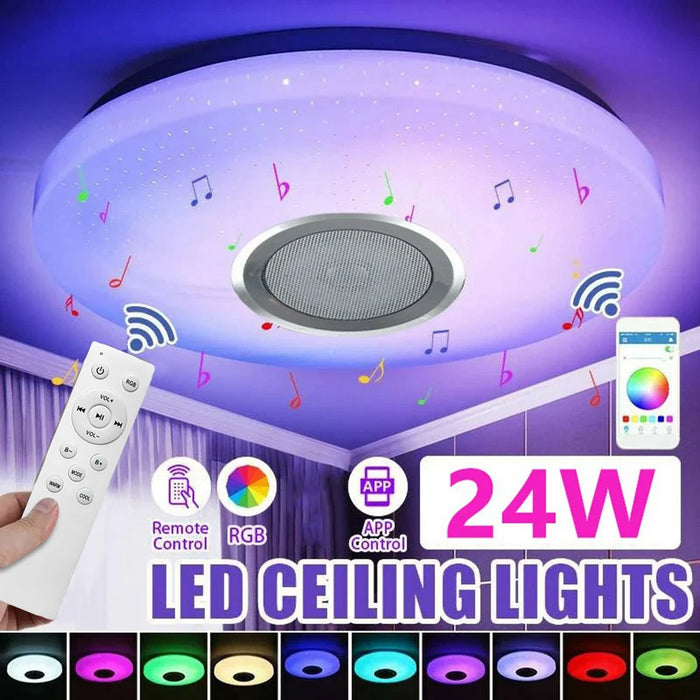 Round LED Music Ceiling Light  38CM 24W Bluetooth-Compatible Smart RGB Colorful Lamp Support Remote / APP Control - 3