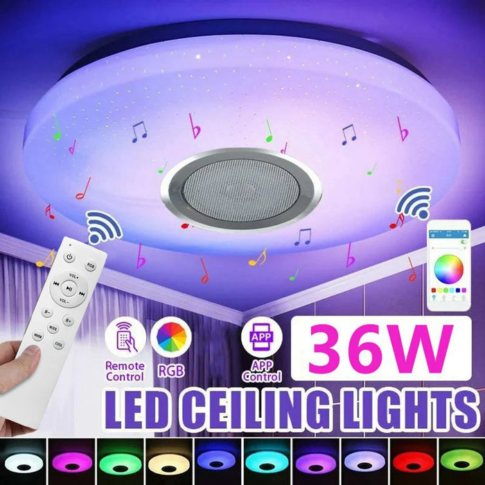 Round LED Music Ceiling Light  33CM 36W Bluetooth-Compatible Smart RGB Colorful Lamp Support Remote / APP Control - 3