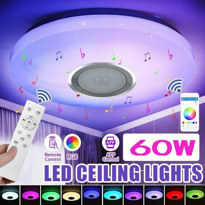 Round LED Music Ceiling Light  38CM 60W Bluetooth-Compatible Smart RGB Colorful Lamp Support Remote / APP Control - 3