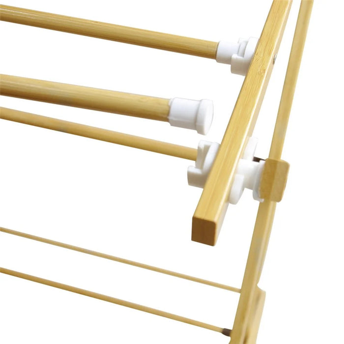 Space Saving Bamboo Clothes Drying Rack Foldable Indoor Outdoor Laundry Stand Portable Garment Hanger - 4