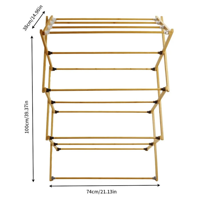 Space Saving Bamboo Clothes Drying Rack Foldable Indoor Outdoor Laundry Stand Portable Garment Hanger - 5