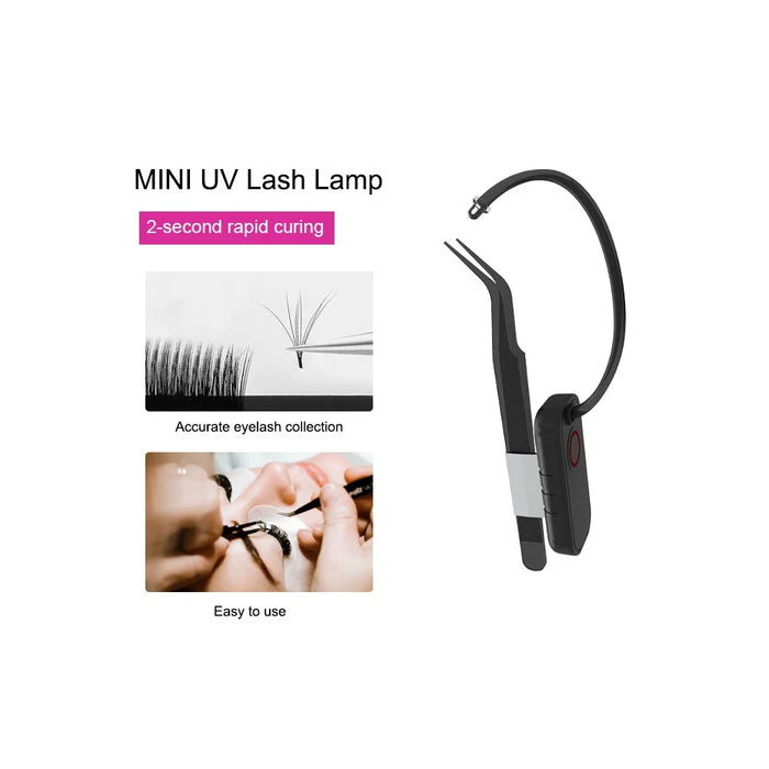 AL90 Mini Eyelash Glue Dryer with Tweezers Fast Drying Flexible Arm UV Light for Lash Extensions - 7