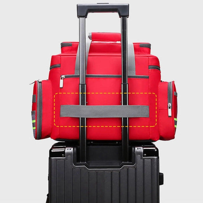 First Aid Bag Large Outdoor Earthquake Rescue Emergency Medical Treatment Equipment Storage Organizer Shoulder Bag Medicine Duffle - Red - 3