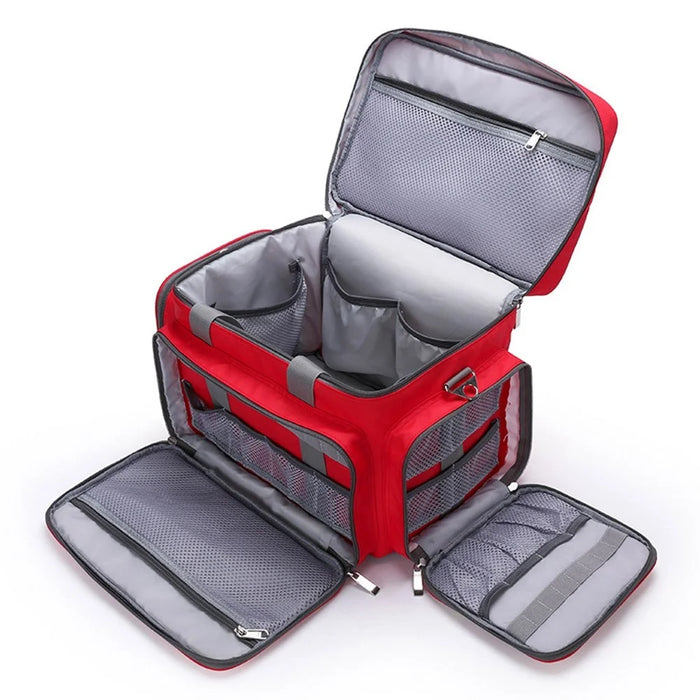 First Aid Bag Large Outdoor Earthquake Rescue Emergency Medical Treatment Equipment Storage Organizer Shoulder Bag Medicine Duffle - Red - 7
