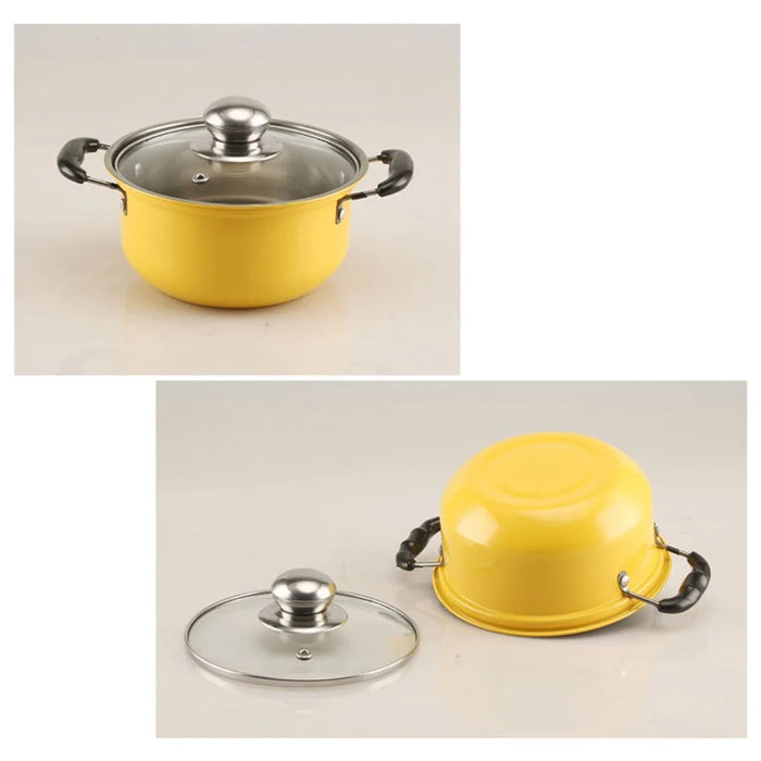 5PCS Stainless Steel Steamer Soup Pot Set 18-26cm Multi Size Pots with 5PCS Glass Lids for Home  /  Hotel - Colorful - 7