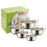 5PCS Stainless Steel Cookware Set 18-26cm Soup Pot Steamer Gold Handle with 5PCS Glass Lids - 1