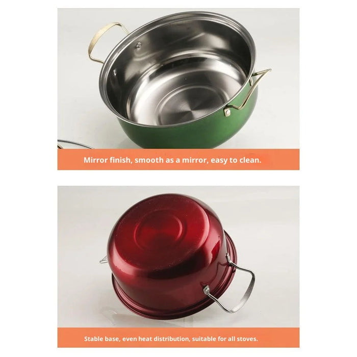 5PCS Stainless Steel Cookware Set Wire Handle 18-26cm Colorful Soup Pots Steamer with 5PCS Glass Lids - 6