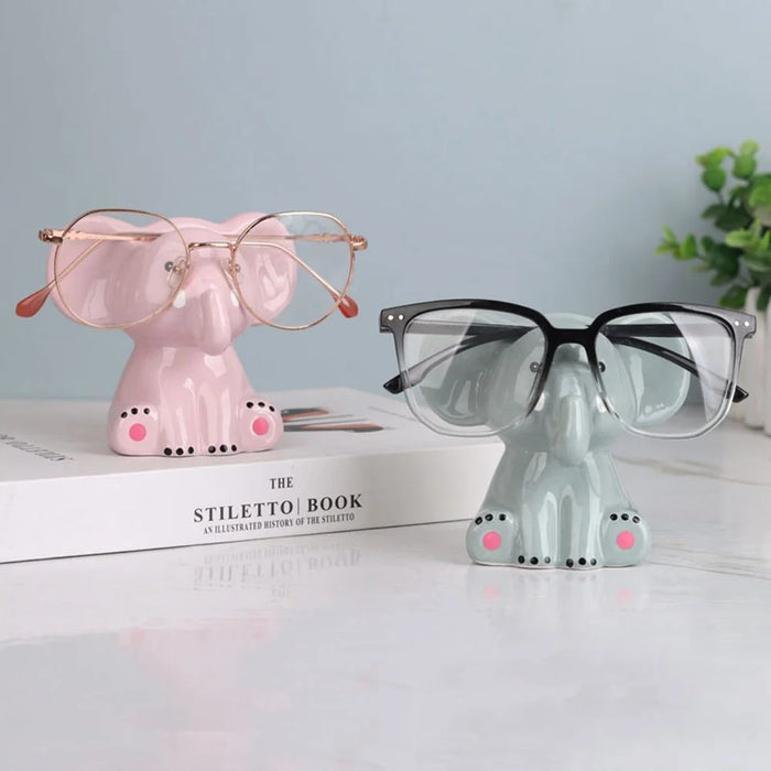Creative Elephant Eyeglass Display Stand Optical Store Decor Glasses Showcase Ornament Eyewear Holder - Grey Green - 5