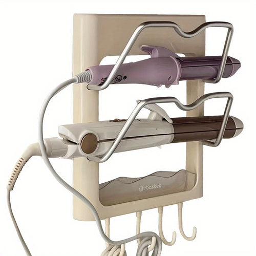 Wall Mounted Hair Styling Tool Organizer Holder No Drill Bathroom Storage Rack for Curling Iron / Flat Iron Heat Resistant Space Saving - 1