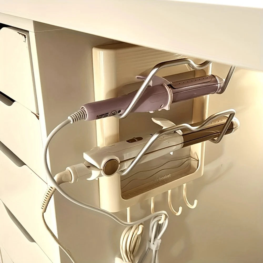 Wall Mounted Hair Styling Tool Organizer Holder No Drill Bathroom Storage Rack for Curling Iron / Flat Iron Heat Resistant Space Saving - 2