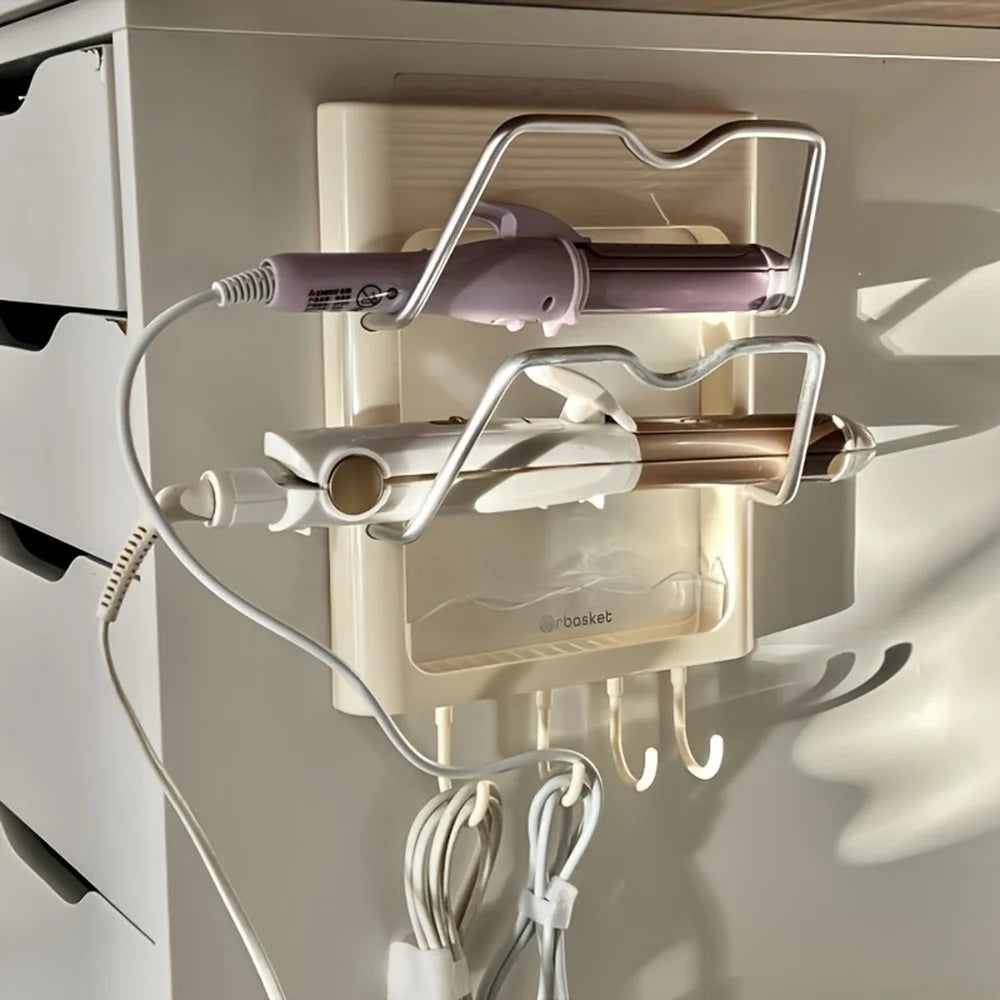 Wall Mounted Hair Styling Tool Organizer Holder No Drill Bathroom Storage Rack for Curling Iron / Flat Iron Heat Resistant Space Saving - 3