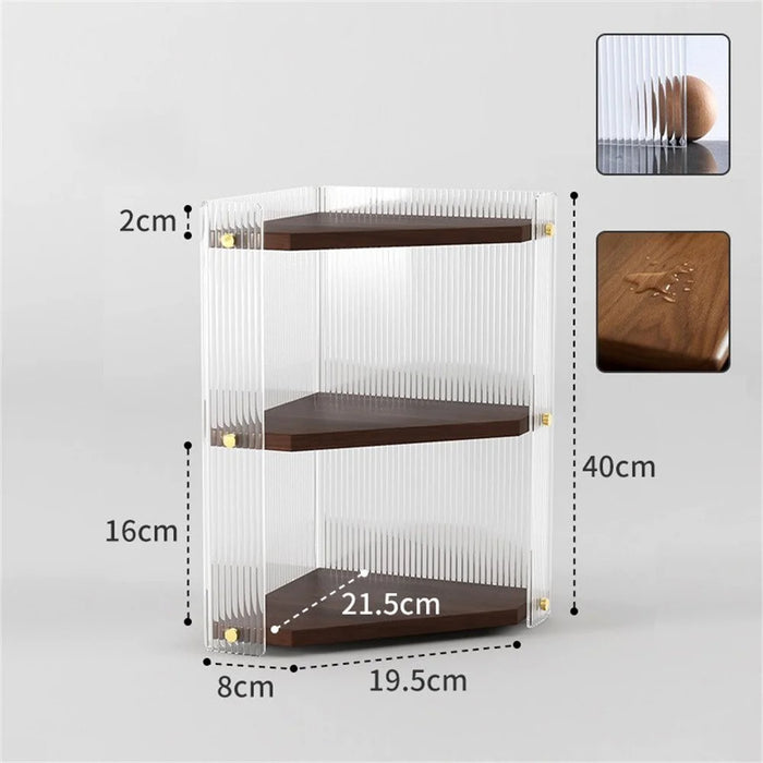 Wooden Corner Shelf 3-Tier Bathroom Countertop Organizer Cosmetic Storage Rack for Washroom / Vanity - 5