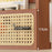 90cm Wall Mounted Wooden Storage Shelf Rattan Magazine Rack for Study Room Living Room Organizer - 2