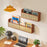 90cm Wall Mounted Wooden Storage Shelf Rattan Magazine Rack for Study Room Living Room Organizer - 4