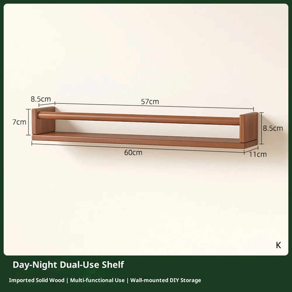 60cm Multifunctional Wall Shelf ooden Display Rack Decorative Floating Shelf for Living Room Bedroom - 7