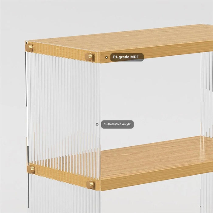3 Tiers Cup Holder Desk Organizer Transparent Acrylic Wooden Board Storage Rack Multi Purpose Tissue Stand - 2