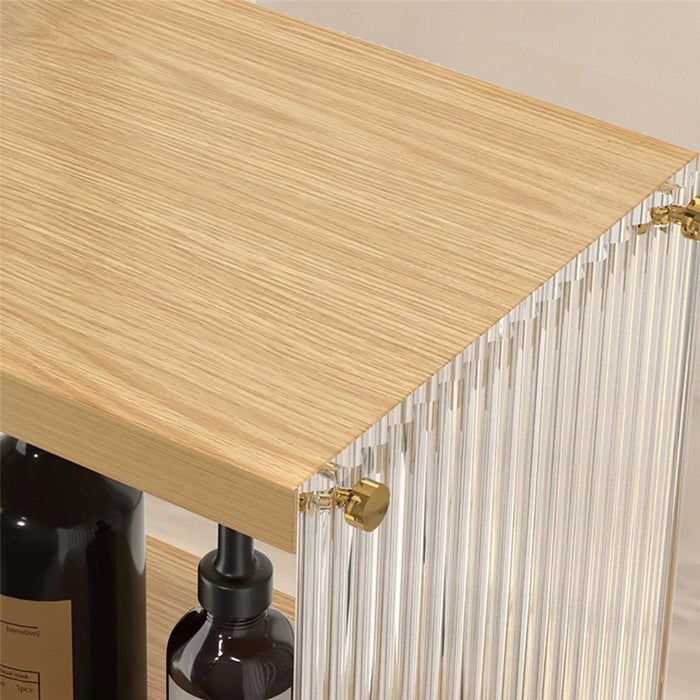 3 Tiers Cup Holder Desk Organizer Transparent Acrylic Wooden Board Storage Rack Multi Purpose Tissue Stand - 3