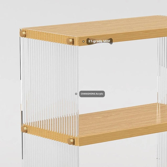 4 Tiers Cup Holder Desk Organizer Transparent Acrylic Wooden Board Storage Rack Multi Purpose Tissue Stand - Wood Color - 2