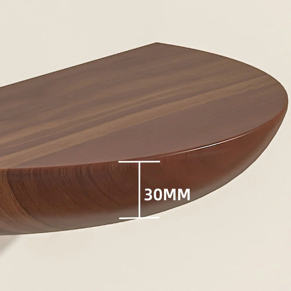 22cm Semicircle Wooden Wall Shelf Nordic Decorative Floating Shelf for Living Room Storage Rack - Walnut - 5