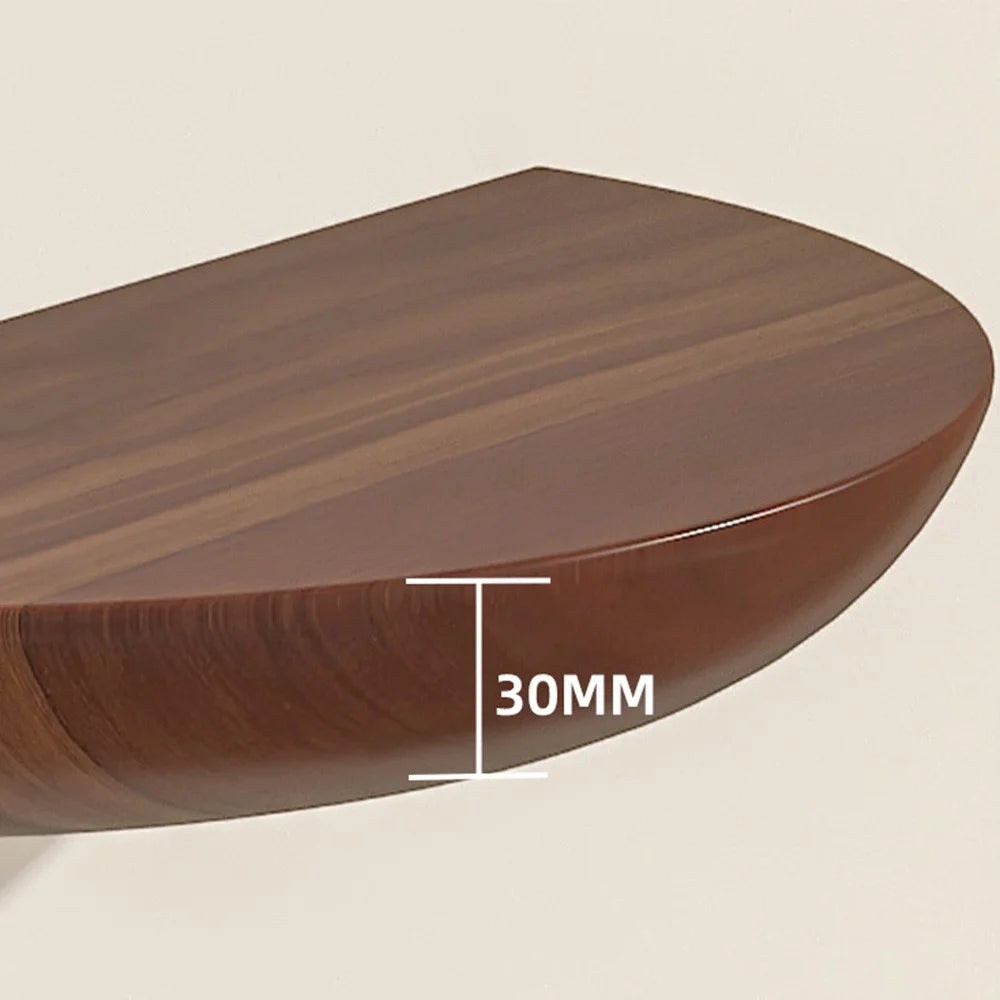 28cm Semicircle Wooden Wall Shelf Nordic Decorative Floating Shelf for Living Room Storage Rack - Walnut - 6